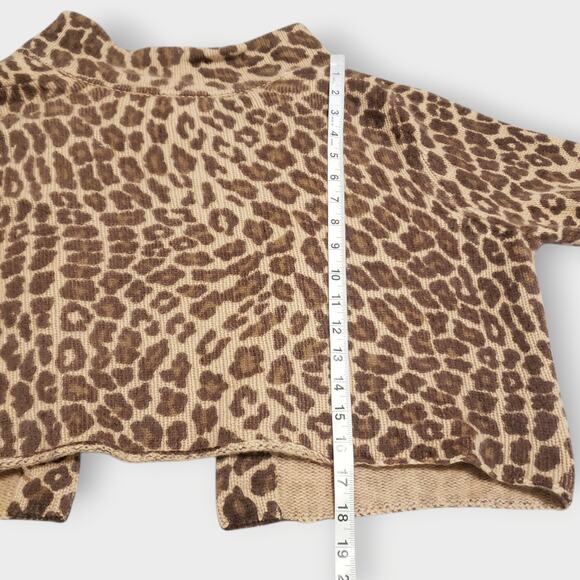 White + Warren Leopard Print Cashmere Crop Cardigan Sz XL Contemporary Mobwife - Picture 10 of 11